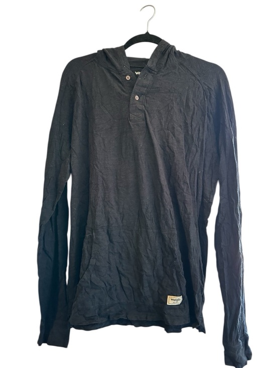 Wrangler Other - Wrangler Black Long-Sleeve Hooded Henley Shirt with Front Pocket